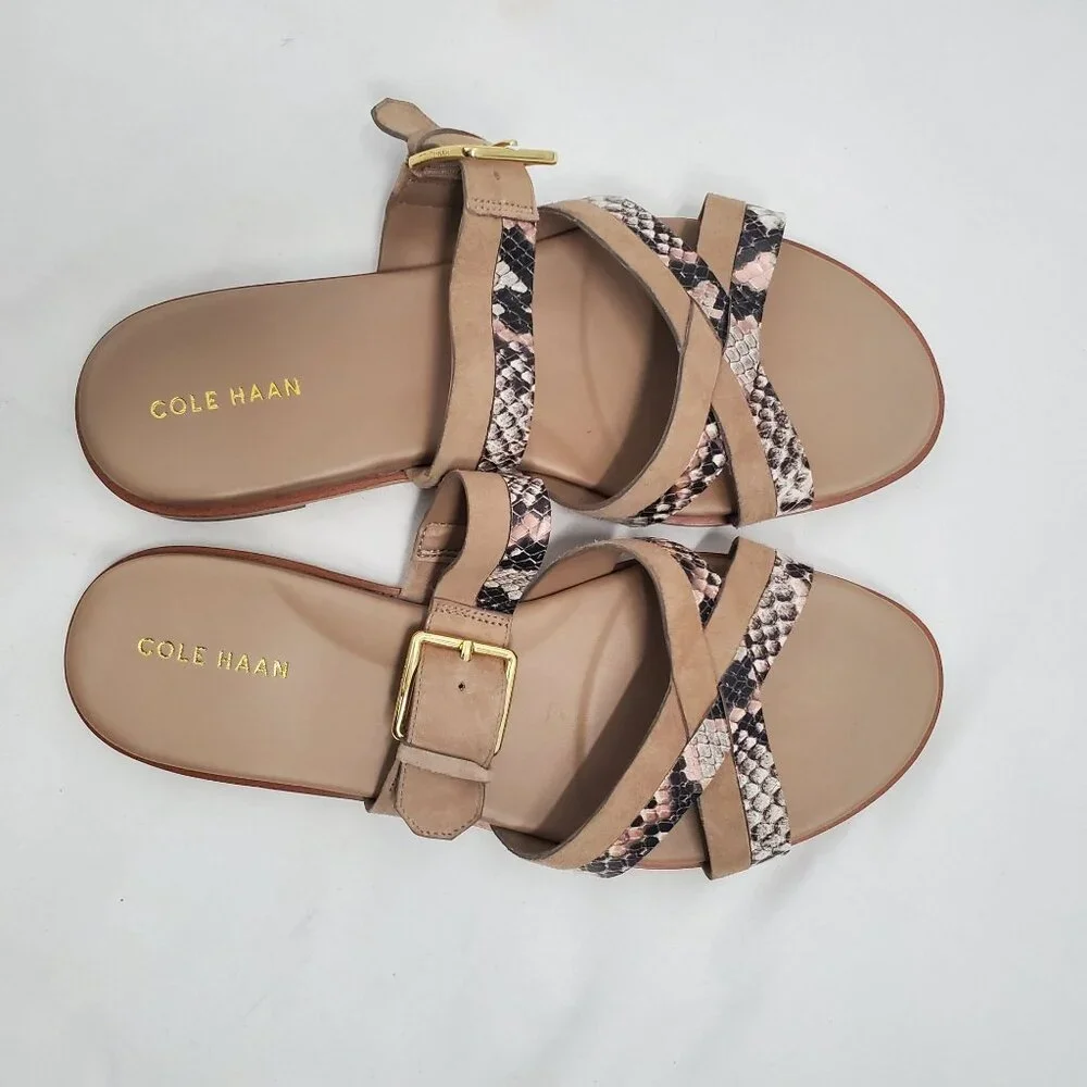Cole‎ Haan Women's Python-Print Fairen Grand Slide Flat Sandals Size 7.5 B - Picture 10 of 16